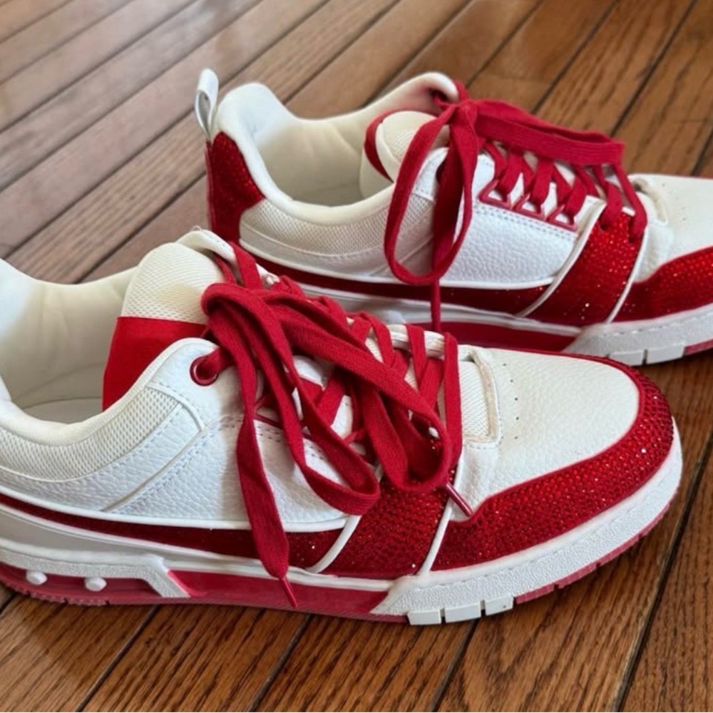 Steve Madden White and Red Women's Sneakers